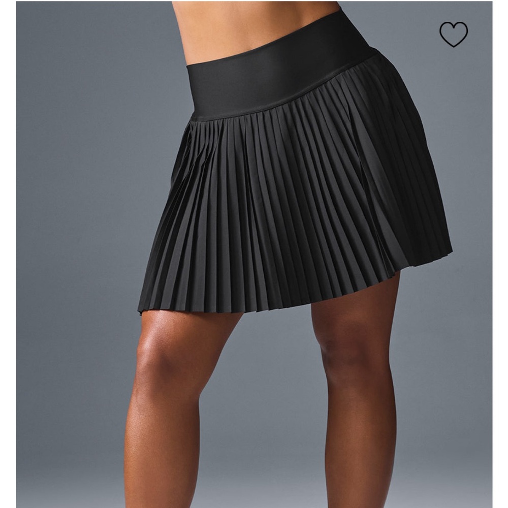 ALO Yoga Black Pleated Skater Skirt